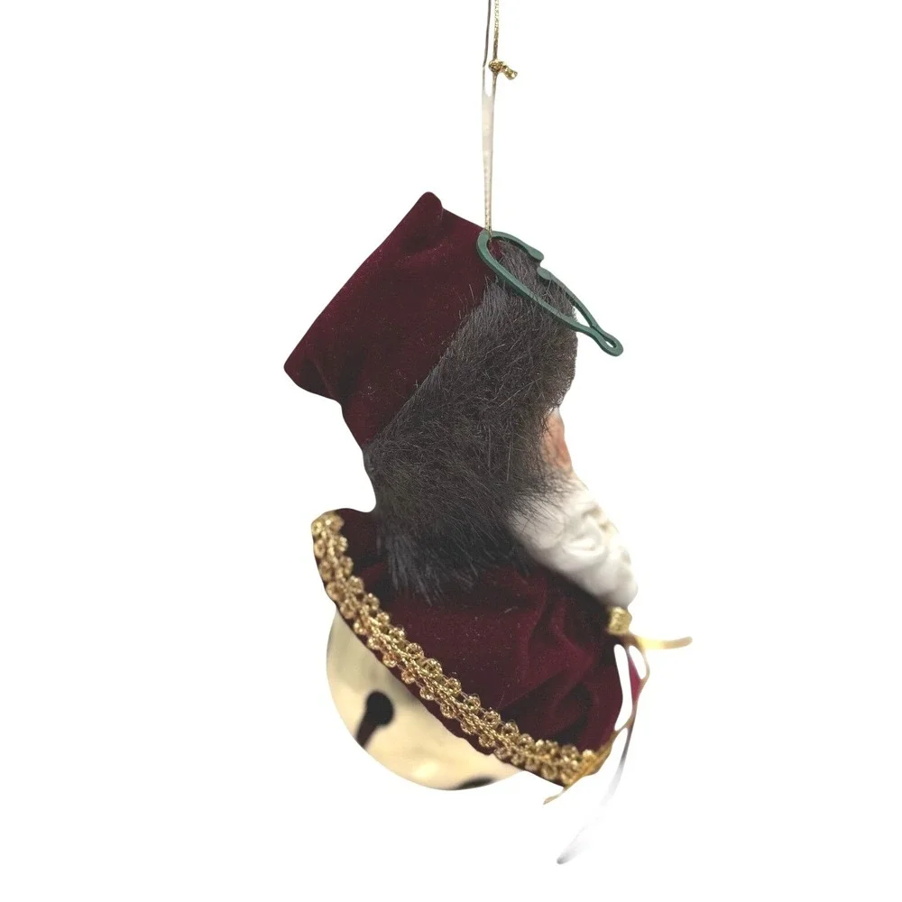 Vintage Santa Claus Christmas Ornament Bell Red Velvet Hanging Decoration‎